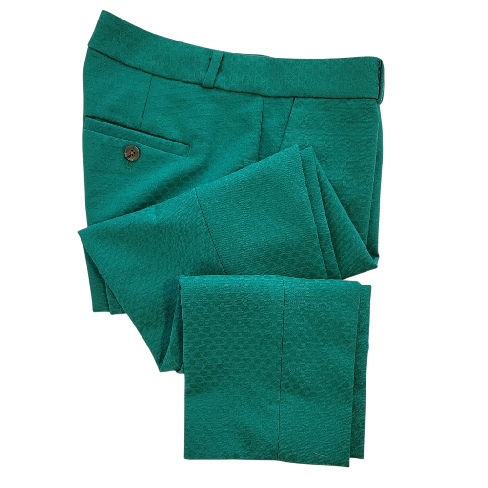Sz 2P Banana Republic Hampton Textured Everglade Green Trousers - Picture 2 of 7